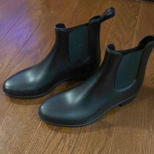 J Crew Black Rain Booties